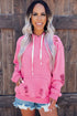 Distressed Long Sleeve Kangaroo Pocket Relaxed Fit Hoodie