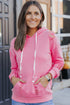 Distressed Long Sleeve Kangaroo Pocket Relaxed Fit Hoodie