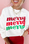Distressed Merry Graphic Holiday Pullover Sweatshirt