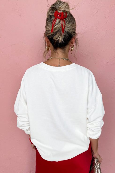 Distressed Merry Graphic Holiday Pullover Sweatshirt