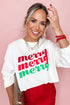 Distressed Merry Graphic Holiday Pullover Sweatshirt