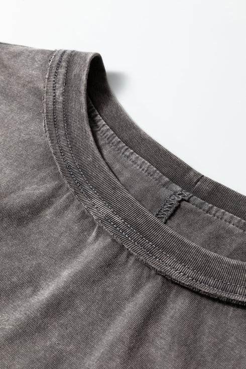 Distressed Mineral Wash Crew Neck Muscle Tee