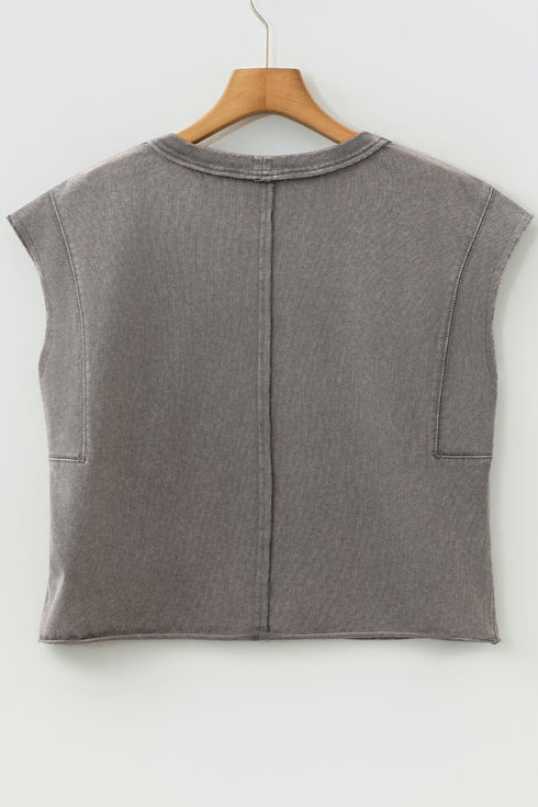 Distressed Mineral Wash Crew Neck Muscle Tee