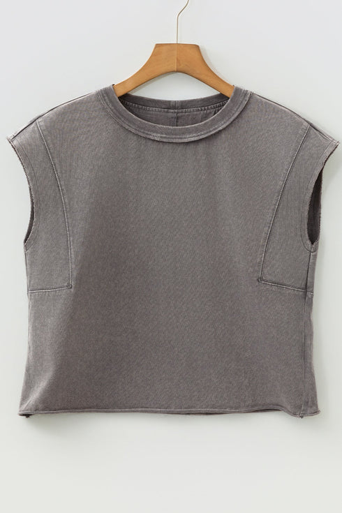 Distressed Mineral Wash Crew Neck Muscle Tee