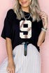 Distressed Number Nine Baseball Graphic Oversized Tee