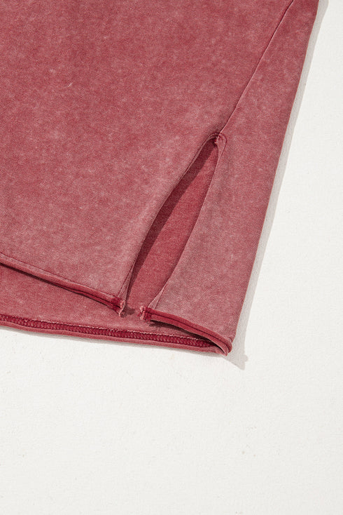 Distressed One Shoulder Oversized Washed Cotton Tunic Tee