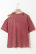 Distressed One Shoulder Oversized Washed Cotton Tunic Tee