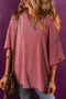 Distressed One Shoulder Oversized Washed Cotton Tunic Tee