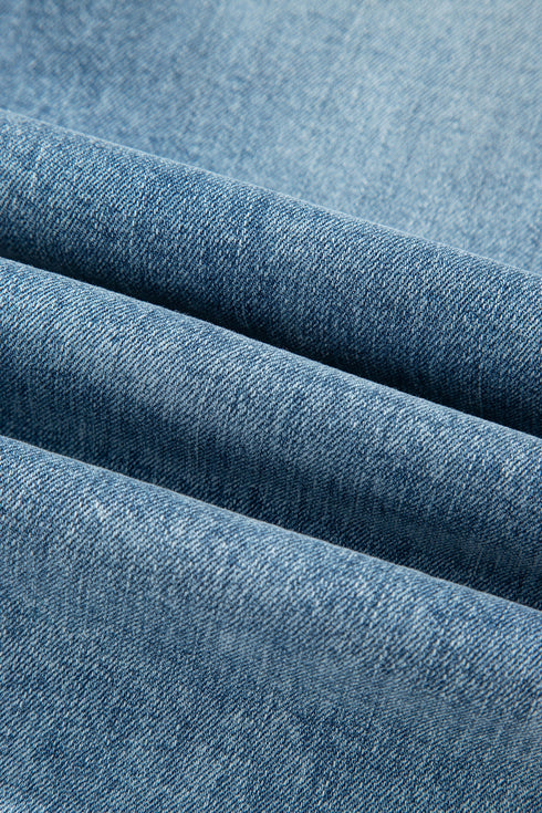 Distressed Open Knee Raw Hem Fit Flare Jeans