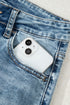 Distressed Open Knee Raw Hem Fit Flare Jeans