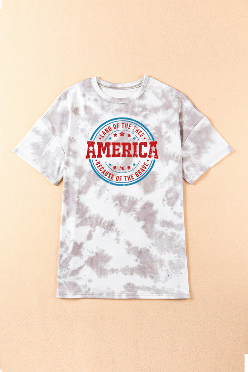 Distressed Oversized Fit America Graphic Short Sleeve Tee
