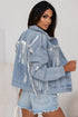 Distressed Patchwork Sequin Fringe Western Denim Jacket