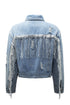 Distressed Patchwork Sequin Fringe Western Denim Jacket