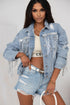 Distressed Patchwork Sequin Fringe Western Denim Jacket