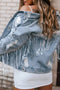 Distressed Patchwork Sequin Fringe Western Denim Jacket
