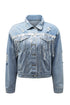 Distressed Patchwork Sequin Fringe Western Denim Jacket
