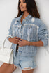 Distressed Patchwork Sequin Fringe Western Denim Jacket