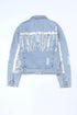 Distressed Patchwork Sequin Fringe Western Denim Jacket