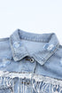 Distressed Patchwork Sequin Fringe Western Denim Jacket