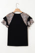 Distressed Patriotic Graphic Ruffle Sleeve V Neck Tee