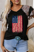 Distressed Patriotic Graphic Ruffle Sleeve V Neck Tee