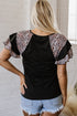 Distressed Patriotic Graphic Ruffle Sleeve V Neck Tee