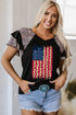 Distressed Patriotic Graphic Ruffle Sleeve V Neck Tee