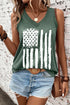 Distressed Patriotic Graphic V Neck Sleeveless Tank Top