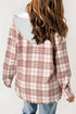 Distressed Plaid Flap Pocket Hooded Raw Hem Shacket