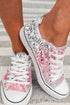 Distressed Print Lace Up Low Top Sneakers