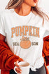 Distressed Pumpkin Season Graphic Print Autumn Crewneck T Shirt