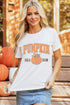 Distressed Pumpkin Season Graphic Print Autumn Crewneck T Shirt