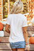 Distressed Pumpkin Season Graphic Print Autumn Crewneck T Shirt
