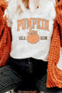Distressed Pumpkin Season Graphic Print Autumn Crewneck T Shirt
