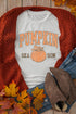 Distressed Pumpkin Season Graphic Print Autumn Crewneck T Shirt