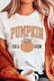 Distressed Pumpkin Season Graphic Print Autumn Crewneck T Shirt