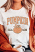 Distressed Pumpkin Season Graphic Print Autumn Crewneck T Shirt