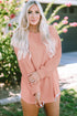 Distressed Raw Edge Mixed Texture Oversized Tunic