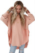 Distressed Raw Edge Mixed Texture Oversized Tunic