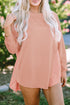 Distressed Raw Edge Mixed Texture Oversized Tunic