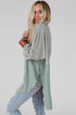 Distressed Raw Edge Mixed Texture Oversized Tunic
