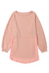 Distressed Raw Edge Mixed Texture Oversized Tunic
