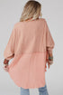 Distressed Raw Edge Mixed Texture Oversized Tunic