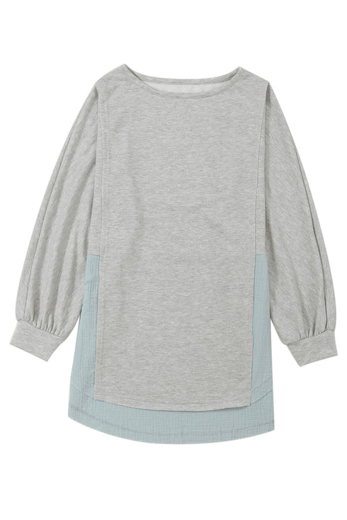 Distressed Raw Edge Mixed Texture Oversized Tunic