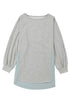 Distressed Raw Edge Mixed Texture Oversized Tunic