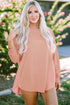 Distressed Raw Edge Mixed Texture Oversized Tunic