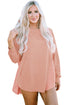 Distressed Raw Edge Mixed Texture Oversized Tunic