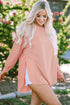 Distressed Raw Edge Mixed Texture Oversized Tunic