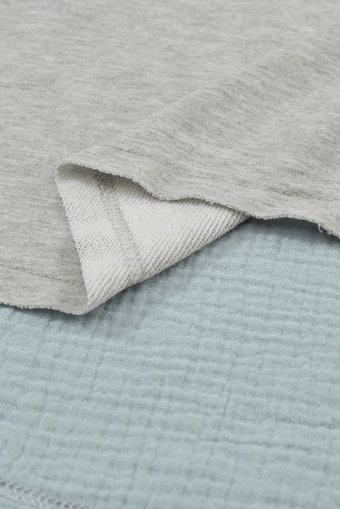 Distressed Raw Edge Mixed Texture Oversized Tunic