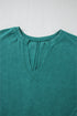 Distressed Raw Edge Split Neck Pullover Sweatshirt